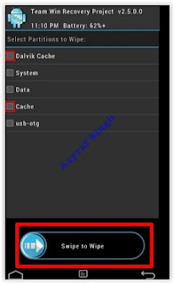 clear cache and clear dalvik cache - twrp recovery