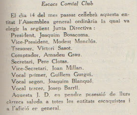 Junta del Ajedrez Comtal Club, 1931