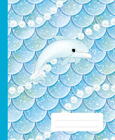 Mermaid & Dolphin Notebook Composition Journal Diary for Girls & Teens - Size (7.5"x9.25") Wide Lined