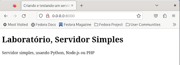 Página html, index.html, python server