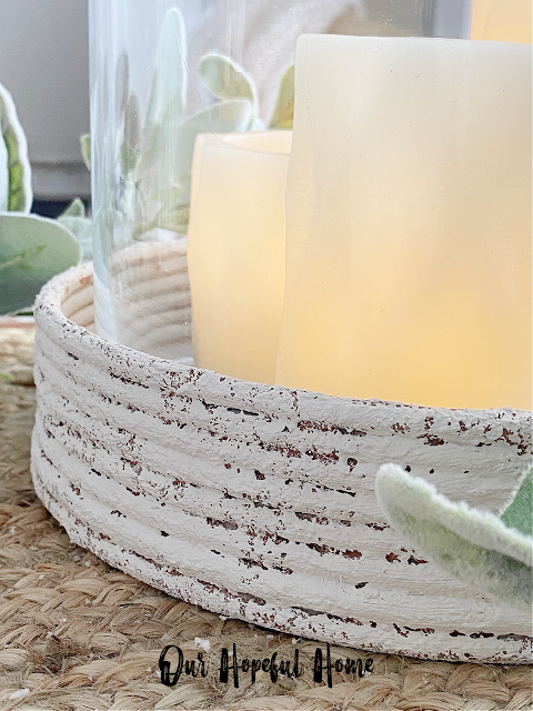 distressed white wood candle holder