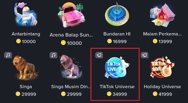 harga gift tiktok universe