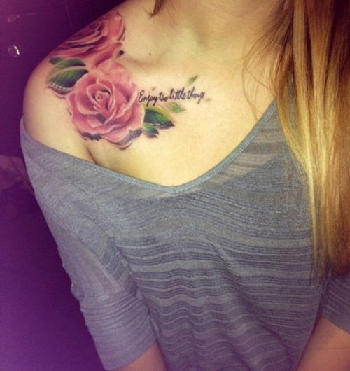 Rose Flower Tattoo with Beautiful Quotes