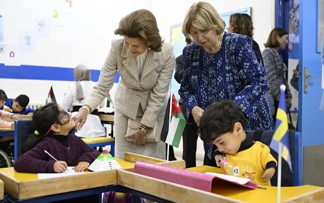 King Carl Gustaf, Queen Silvia, Princess Ghida Talal and Princess Majda visited the Al Hussein Society