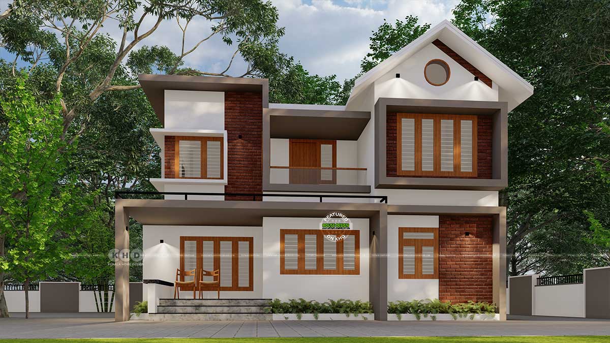 Side Elevation Rendering of 4-Bedroom Modern Mixed Roof House