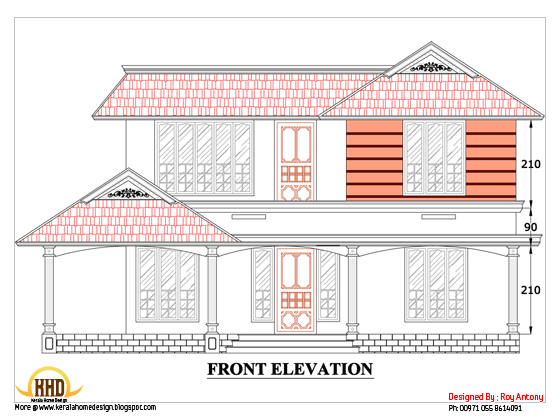 free house plans in 2d drawings - Sloping Roof house elevation - March 2012 free house plans in 2d drawings - Sloping Roof house elevation - March 2012