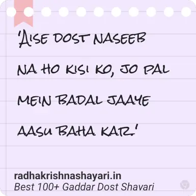 Top Gaddar Dost Shayari In Hindi