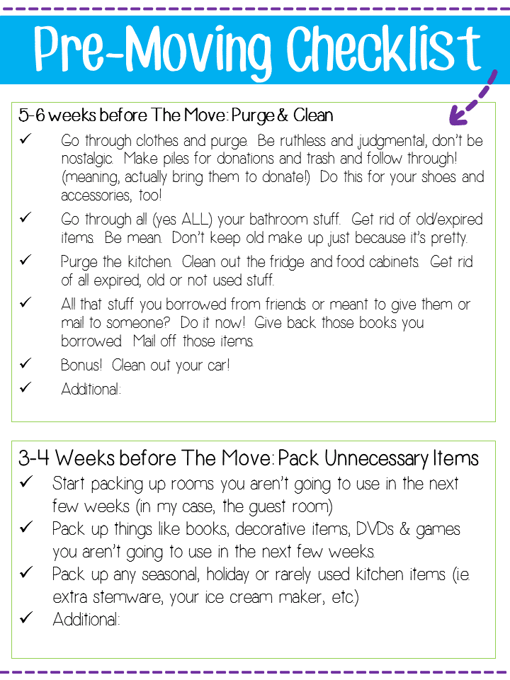free printable moving checklist template