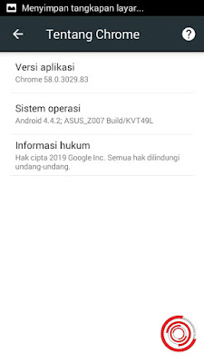 3. Nah nantinya akan ada informasi seperti Versi aplikasi, Sistem operasi, dan Informasi hukum. Nah untuk versi Chrome ini sama seperti versi aplikasi, yaitu jika chrome yang saya gunakan memiliki versi 58.0.3029.83