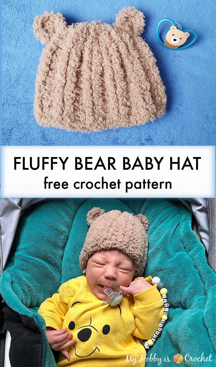 crochet baby hat with bear ears