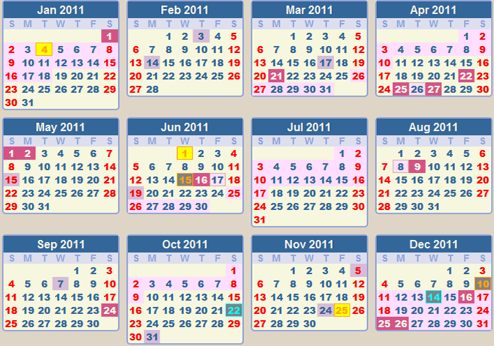 2011 calendar printable one page. 2011 calendar on one page