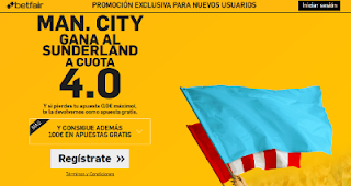 betfair supercuota 4 victoria del Man. City frente al Sunderland 13-8