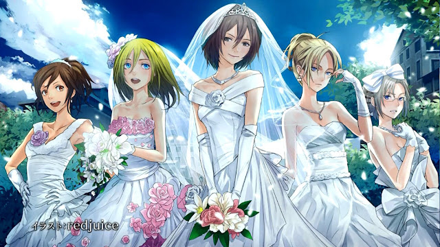    Sasha Browse Christa Renz Mikasa Ackerman Annie Leonhardt Attack on Titan Shingeki no Kyojin Wedding Dress Flowers Beautiful Girls HD Wallpaper Desktop PC Background a174 