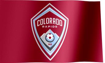 The waving fan flag of the Colorado Rapids with the logo (Animated GIF)