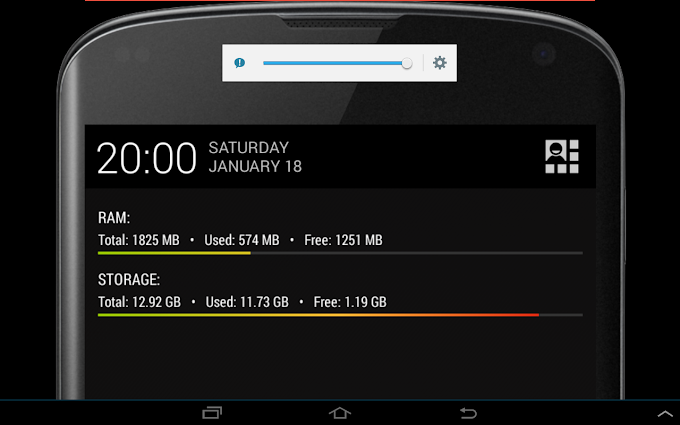 NotiSysinfo para Android muestra  informacion basica de recursos del sistema como uso de memoria en la barra de notificaciones 