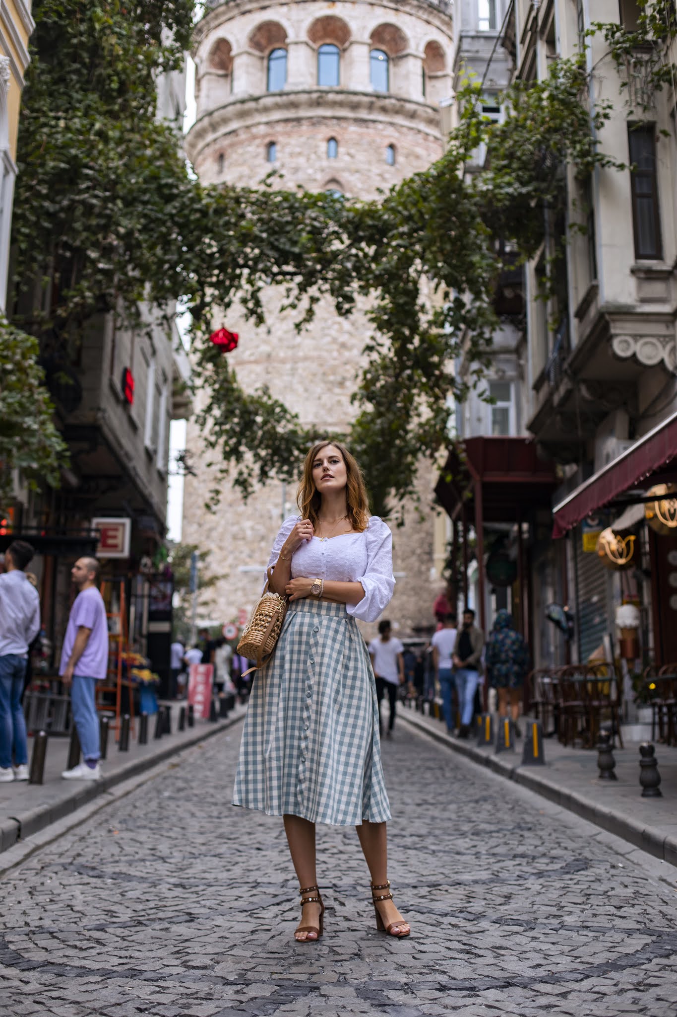 BABY BLUE CHECKED SKIRT