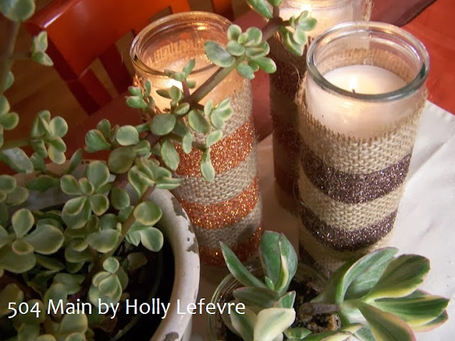 Glittering Burlap Candle Wrap by 504 Main