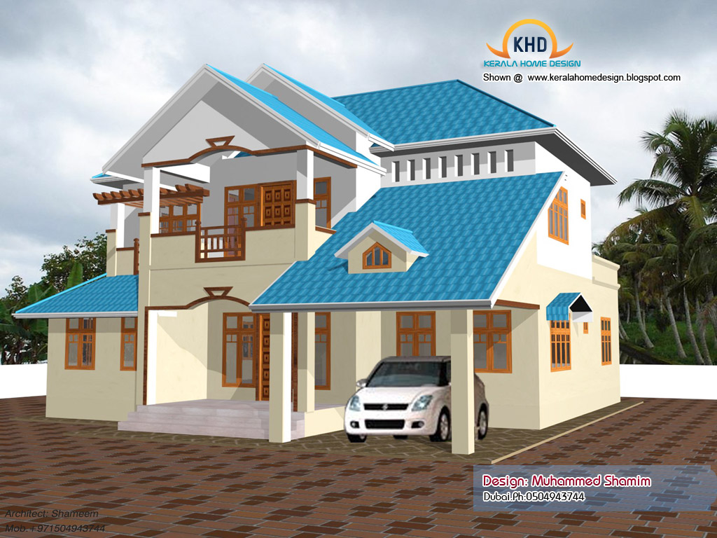 Beautiful Home elevation design in 3D  Kerala home design and floor plans