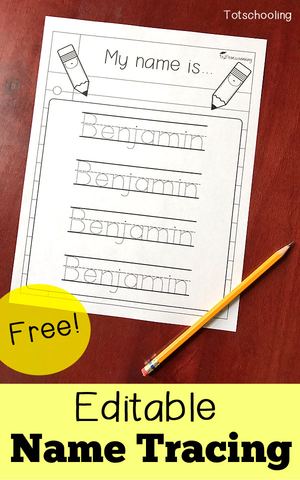 Editable Name Tracing Sheet | Totschooling - Toddler, Preschool, Kindergarten Educational Printables