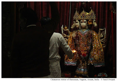 Chimaeras statue of Hanuman, Nagaon, Assam, India - Images by Sunil Deepak