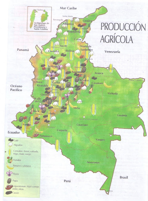 Resultado de imagen para mapa de colombia de agricultura
