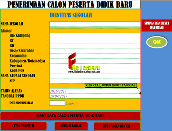 DOWNLOAD APLIKASI PPDB TAHUN PELAJARAN 2017/2018 TERBARU BERBASIS EXCEL