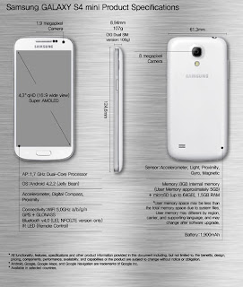 Spesifikasi Resmi Samsung Galaxy S4 Mini