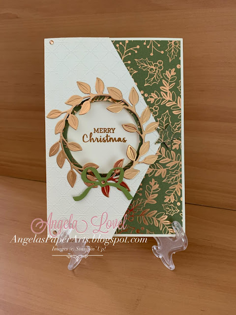 Angela Lovel, Angela's PaperArts: Stampin' Up! Arrange a Wreath Christmas Peekaboo card