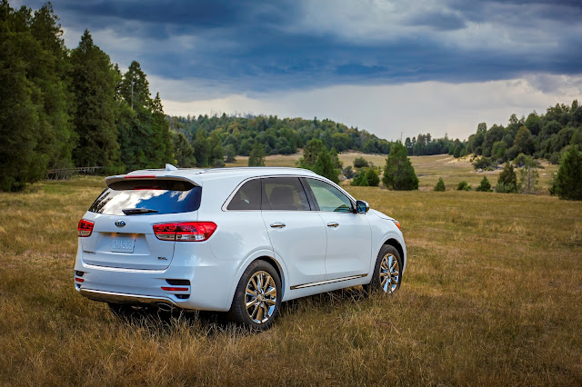 Rear 3/4 view of 2016 Kia Sorento