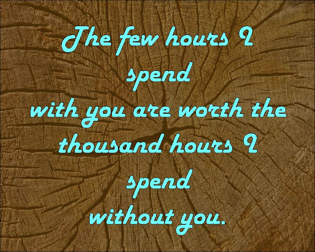 The few hours I spend with you are worth the thousand hours I spend without you. 