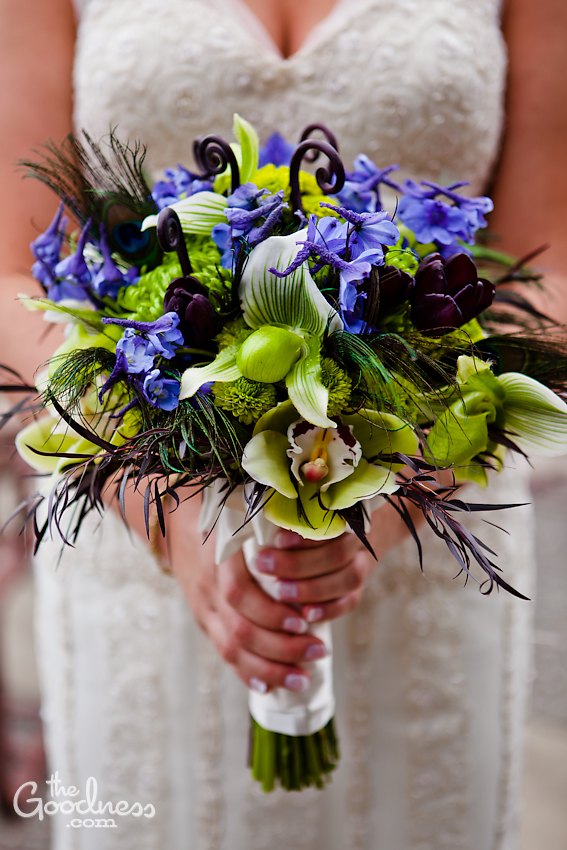  with peacock feathers as accent Here is Nicole's Bridal bouquet