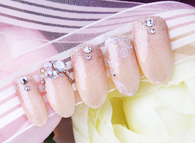 Elegant Pink Nail Tips, Glitter and Stone nail art