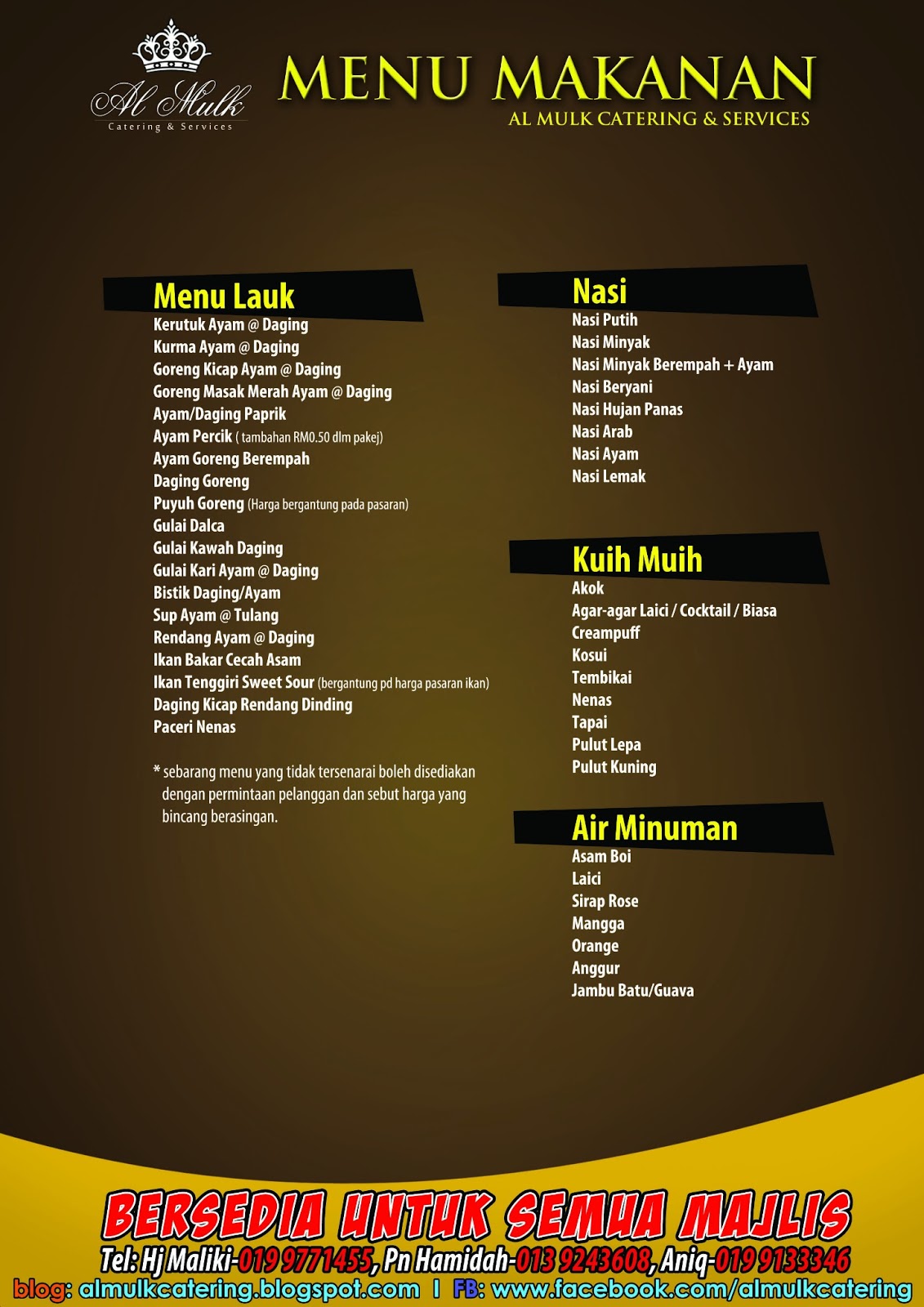 Al Mulk Catering & Services: MENU MAKANAN