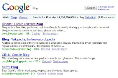 google web search for blog