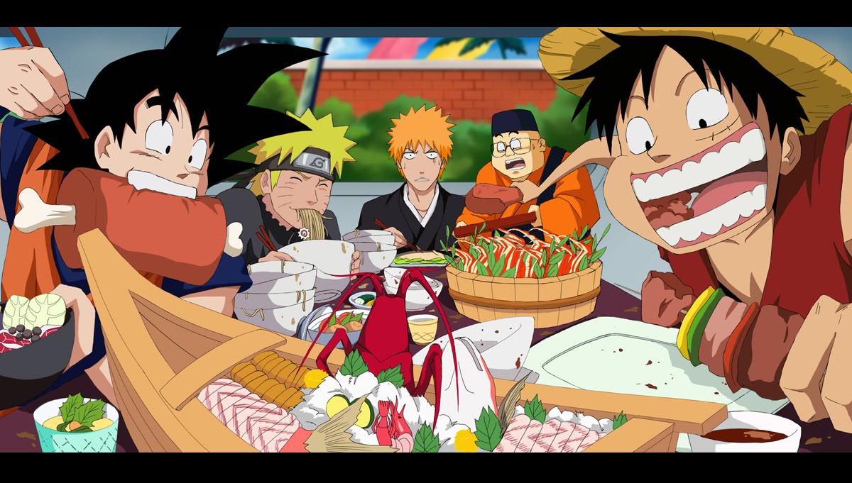Rafael Neko Tumblr, Goku,Ruffy,Naruto and Ichigo in Eating Competition