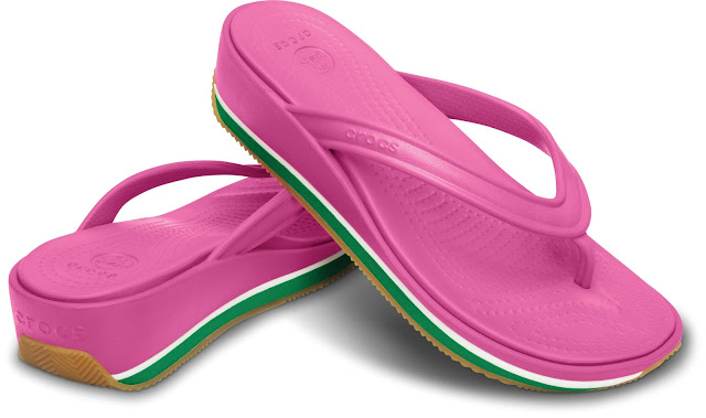 Crocs opens its 30th exclusive store in  Khan market, New Delhi - Flip Wedge Women Fuchsia Kelly Green