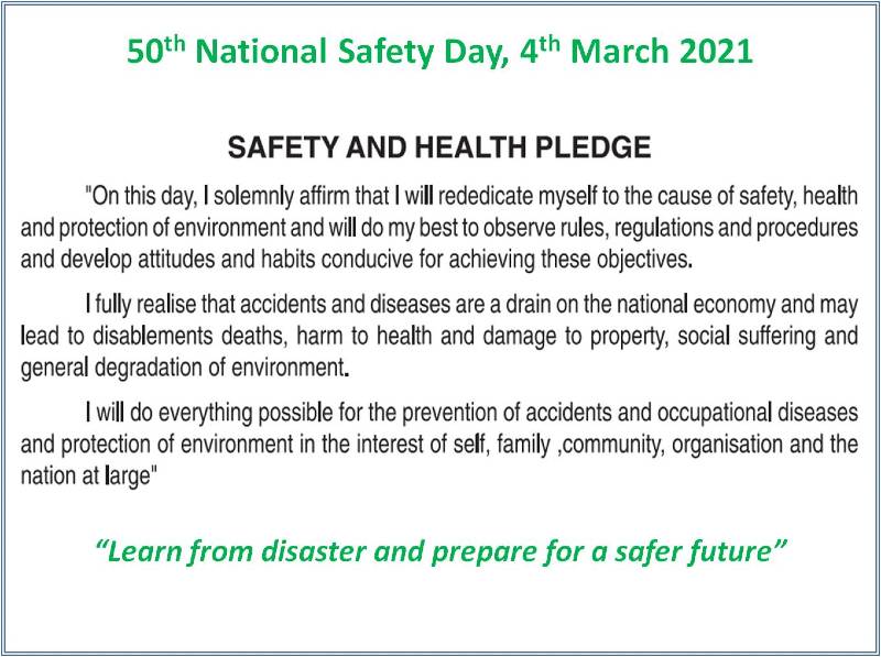 Safety Pledge in English | National safety day