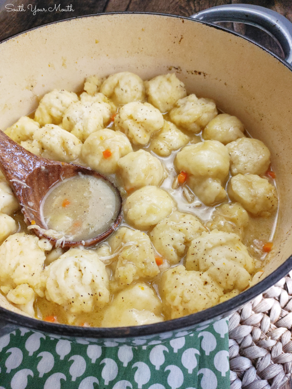 Homemade Chicken & Dumplings (Drop or Rolled) - An old-fashioned recipe for tender stewed chicken in a rich stock with soft dropped dumplings or use the same recipe for rolled and cut dumplings – whichever you prefer!