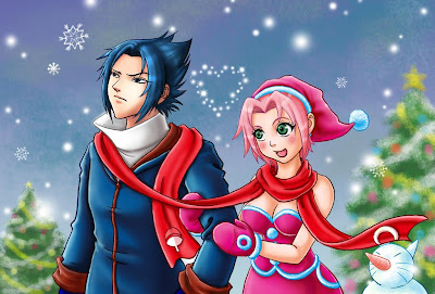 Sasuke y Sakura en Navidad (commission) Christmas