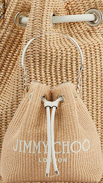 ♦Jimmy Choo Bon Bon small raffia bucket bag #brilliantluxury