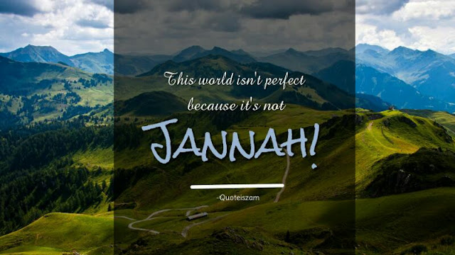 This world isn't perfect because it's not Jannah!