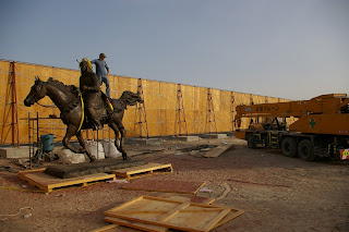 Giant Bronze Horse Sculpture ready to be moved.