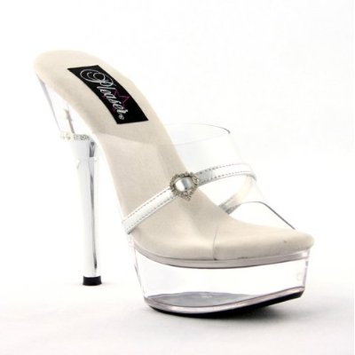 5 1/2 Inch Cute Prom Shoes Stiletto Heel Platform Sandal With Rhinestones Clear