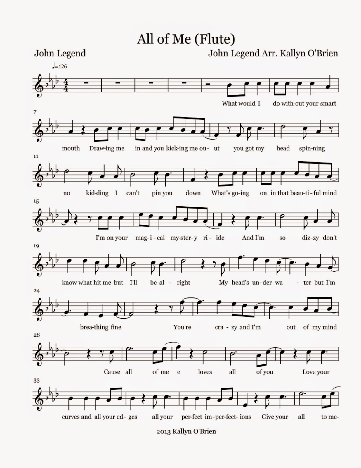 Flute Sheet Music: All of Me - Sheet Music