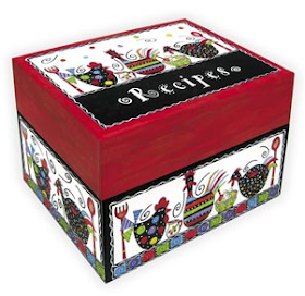 recipe box with chickens