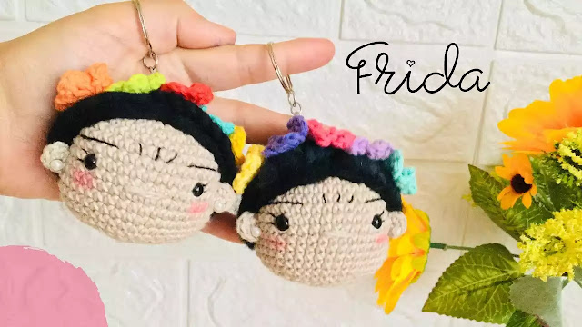 APRENDE A TEJER TRADICION  Un Hermoso Llavero Frida a Crochet