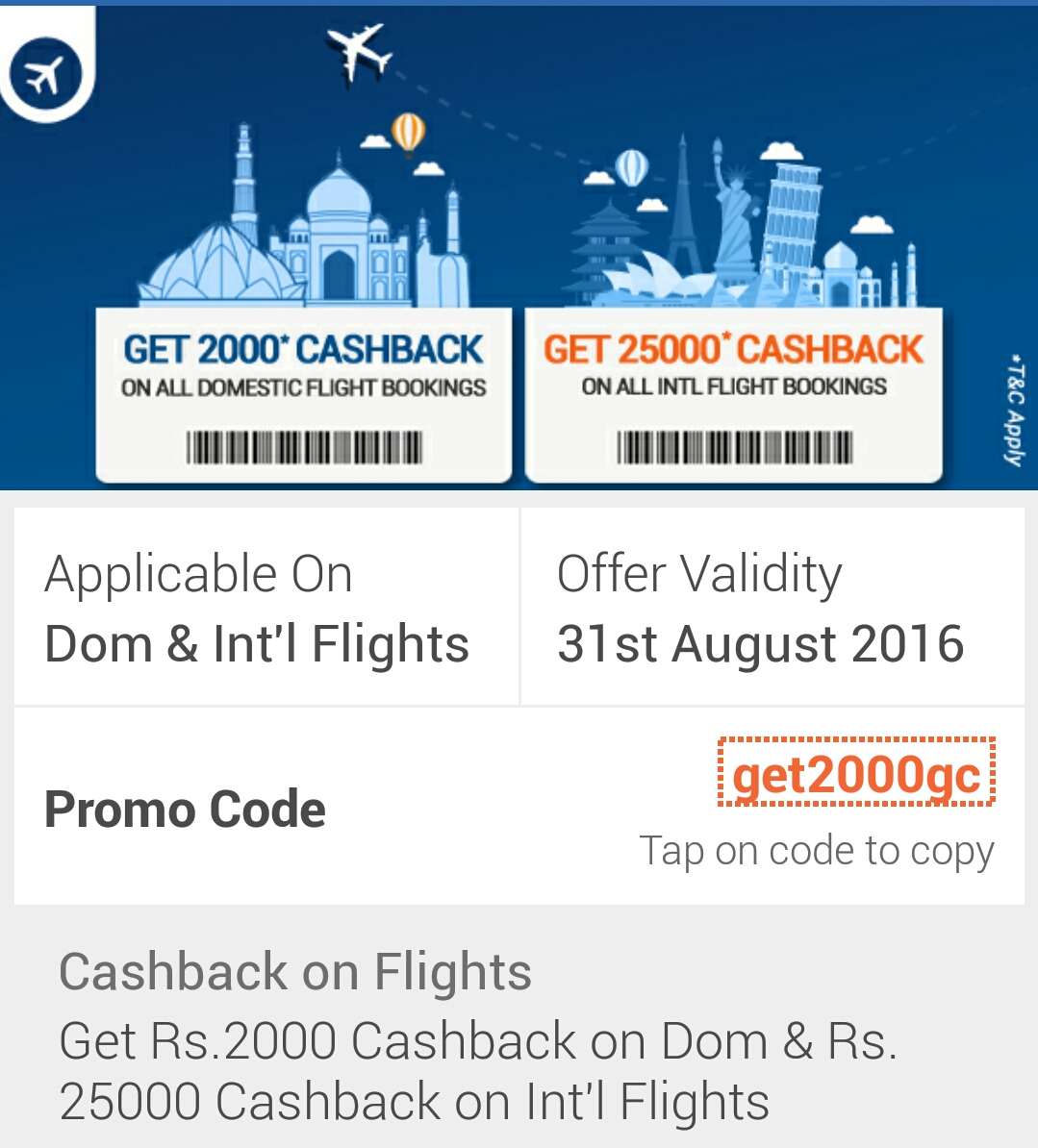 Discount Everytime: Cashback on flight booking on goibibo