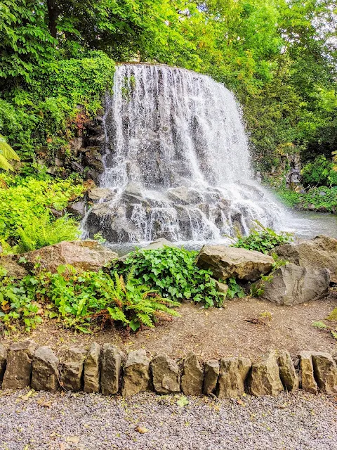 Waterfall in Iveagh Gardens in Dublin in June