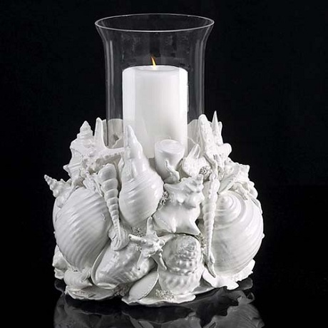 Make your own candle centerpiece for your beach wedding This centerpiece by