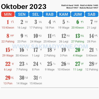 Kalender Jawa Oktober 2023